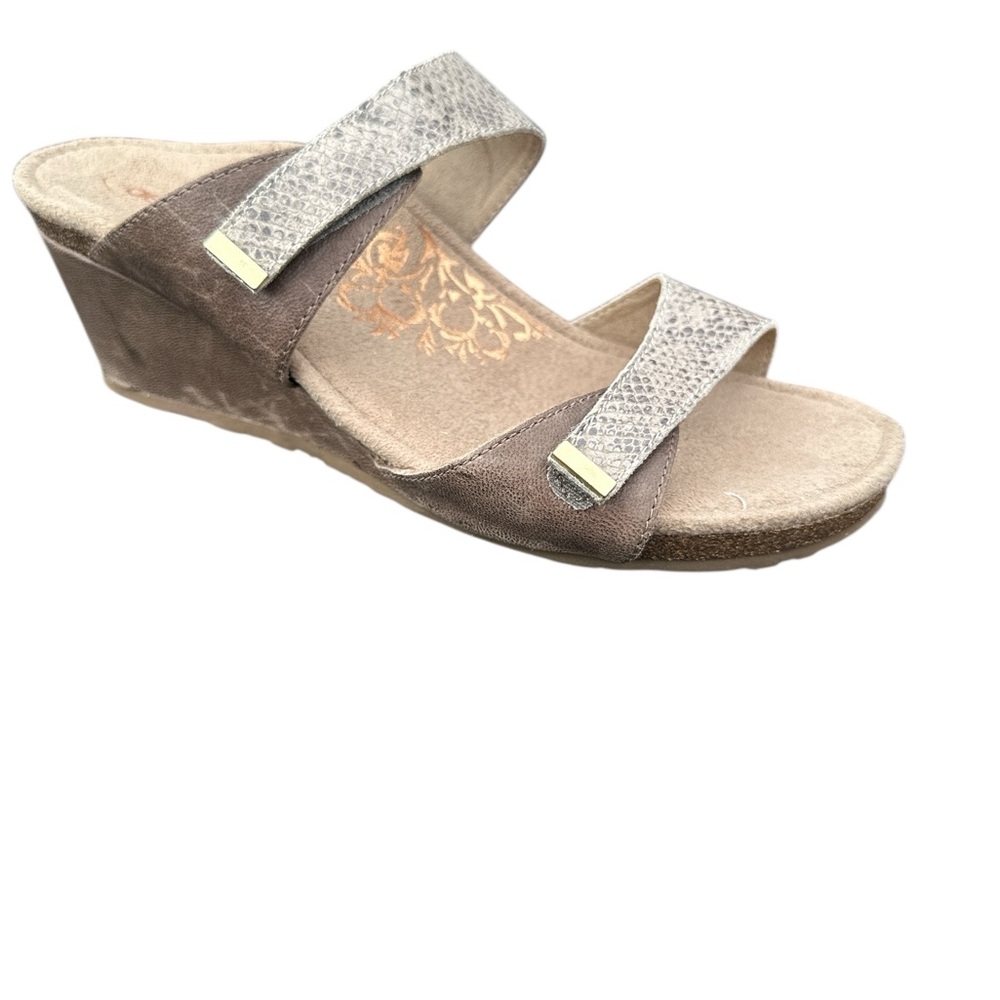 AETREX Chantel Wedge Sandal Double Strap Snake Leather Orthotic Comfort Size 8.5 - Picture 3 of 9
